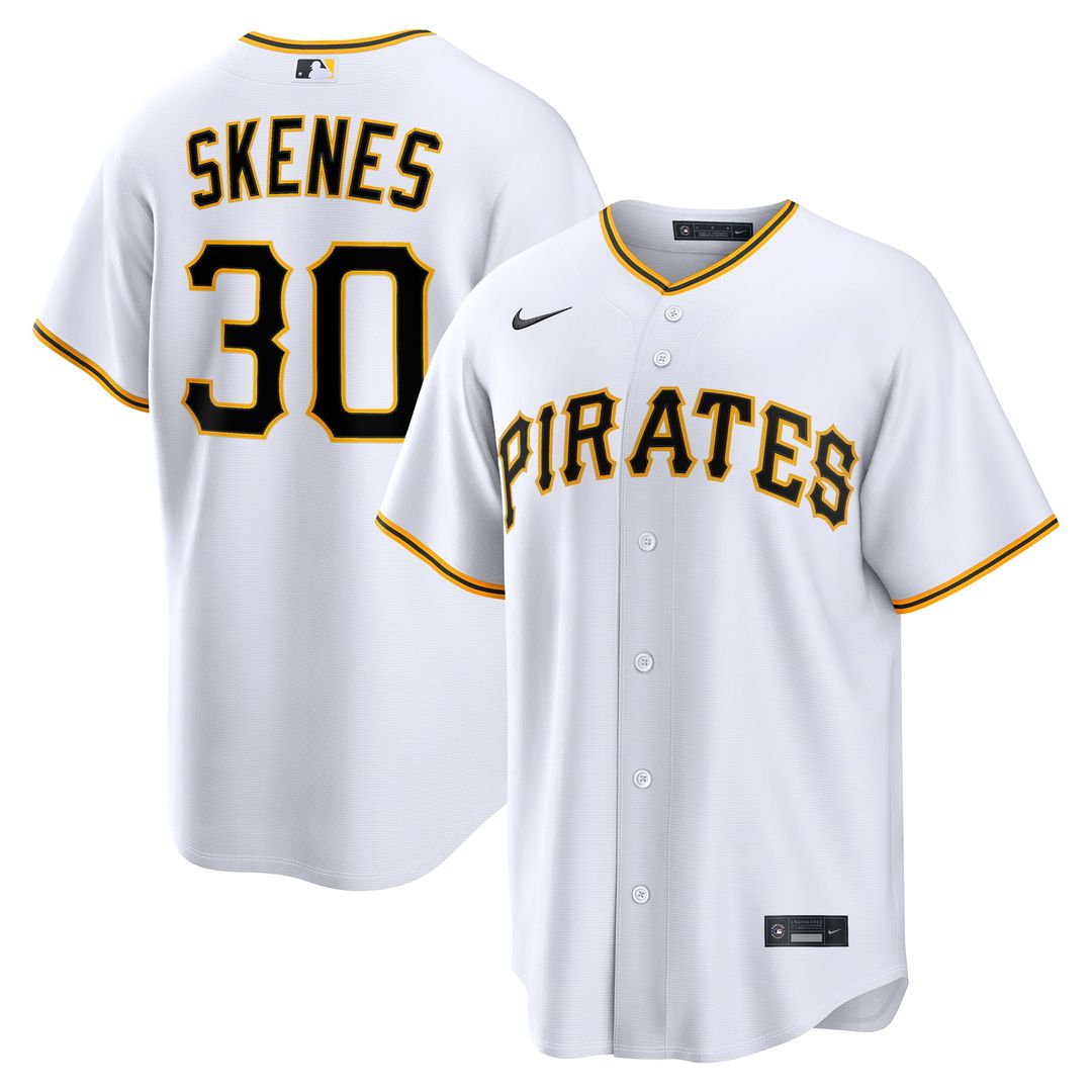 Pittsburgh Pirates Paul Skenes Nike White Home Replica Jersey product image 1, provided for visual reference and product