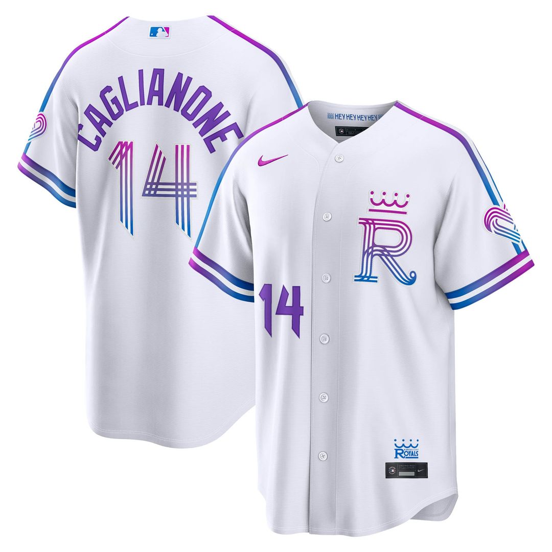Kansas City Royals Jac Caglianone Nike White 2026 City Connect Stadium Jersey product image 1, provided for visual reference
