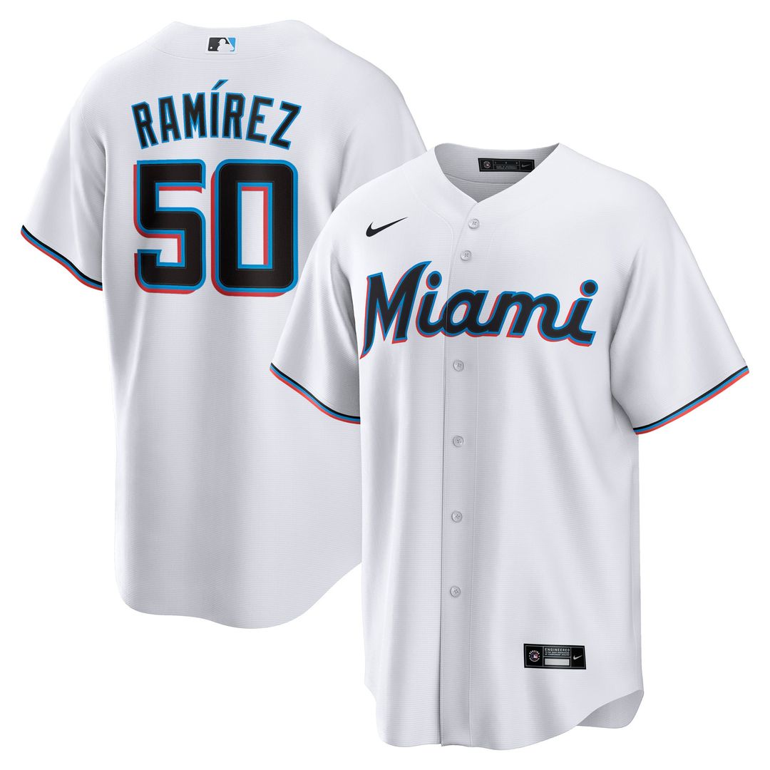Miami Marlins Agustín Ramírez Nike White Home Replica Jersey product image 1, provided for visual reference and product