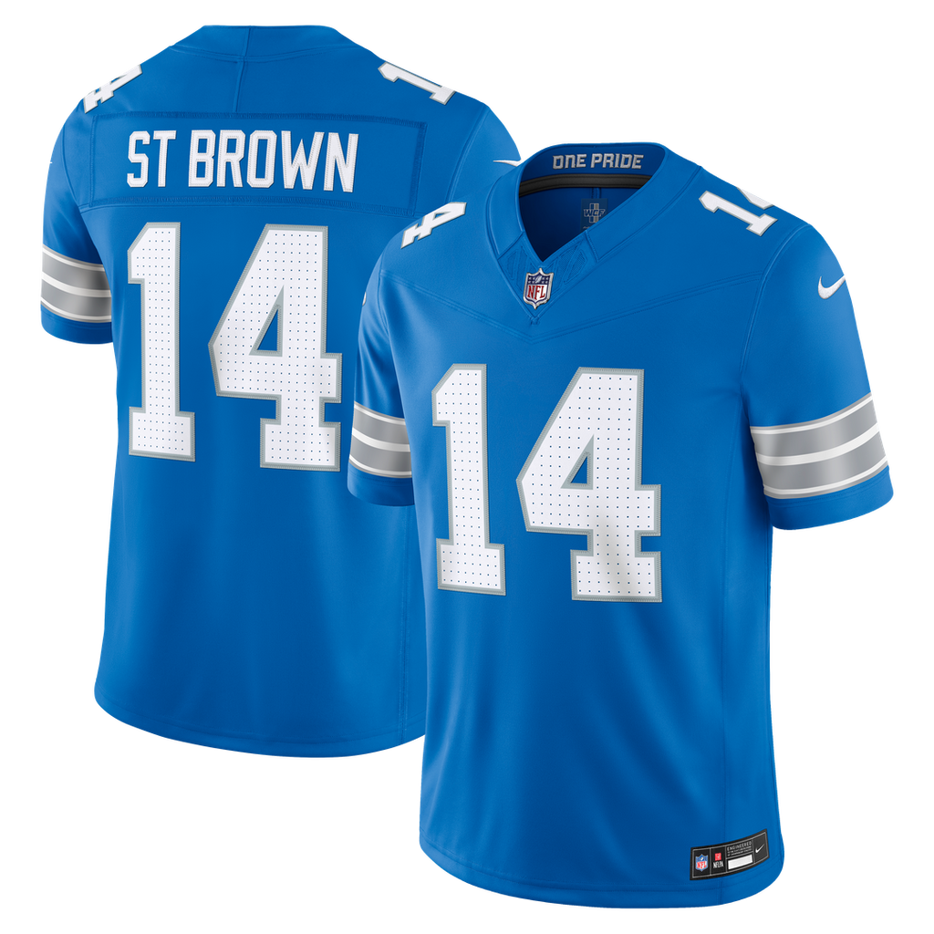 Detroit Lions Amon-Ra St. Brown Nike White Vapor F.U.S.E. Stitched Limited Jersey product image 7, provided for visual