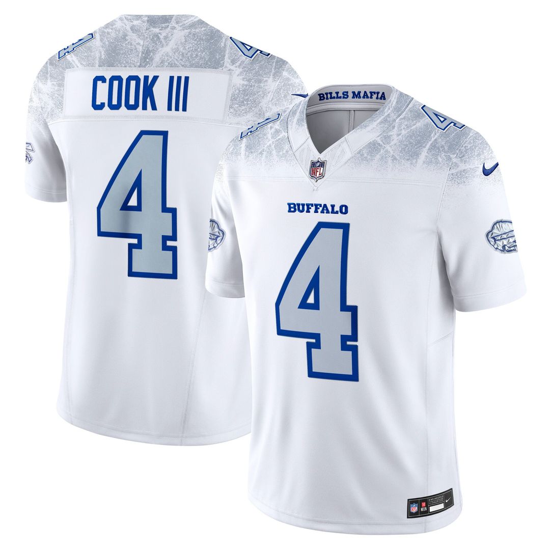 Buffalo Bills James Cook III Nike White Rivalries Collection Stitched Limited Jersey product image 1, provided for visual