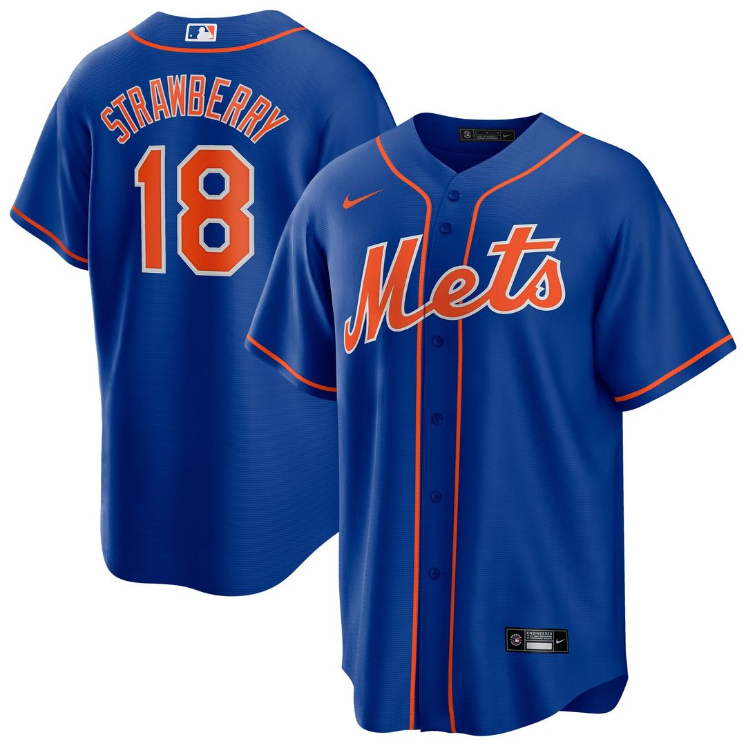 New York Mets Darryl Strawberry Nike Royal Alternate Replica Player Jersey product image 1, provided for visual reference