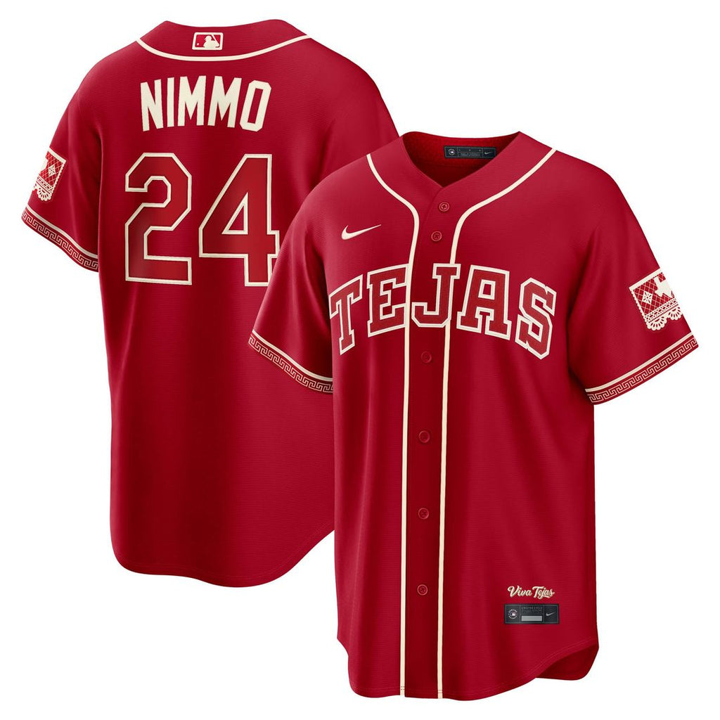 Texas Rangers Brandon Nimmo Nike Red 2026 City Connect Stadium Jersey product image 1, provided for visual reference and