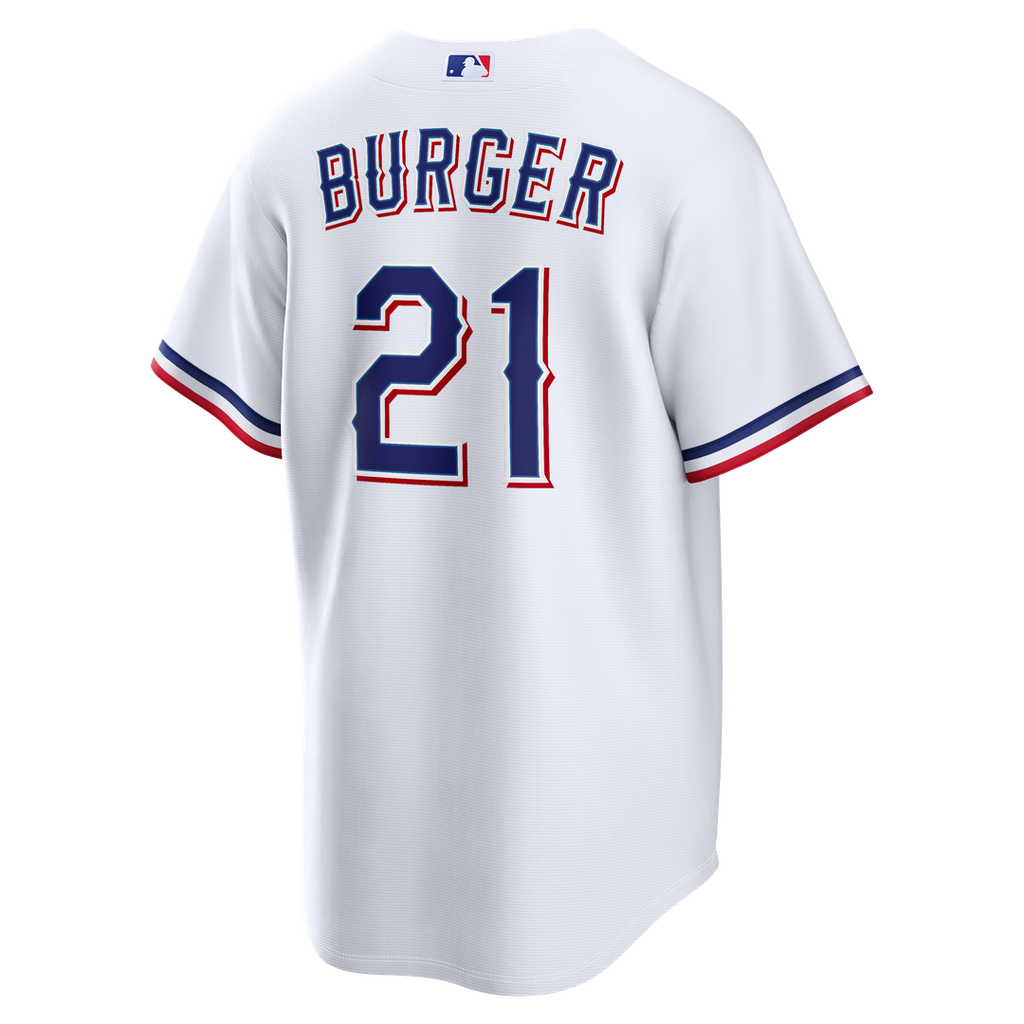 Texas Rangers Jake Burger Nike White Home Replica Jersey product image 3, provided for visual reference and product detail