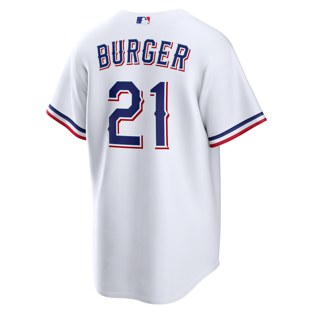 Texas Rangers Jake Burger Nike White Home Replica Jersey product image 3, provided for visual reference and product detail