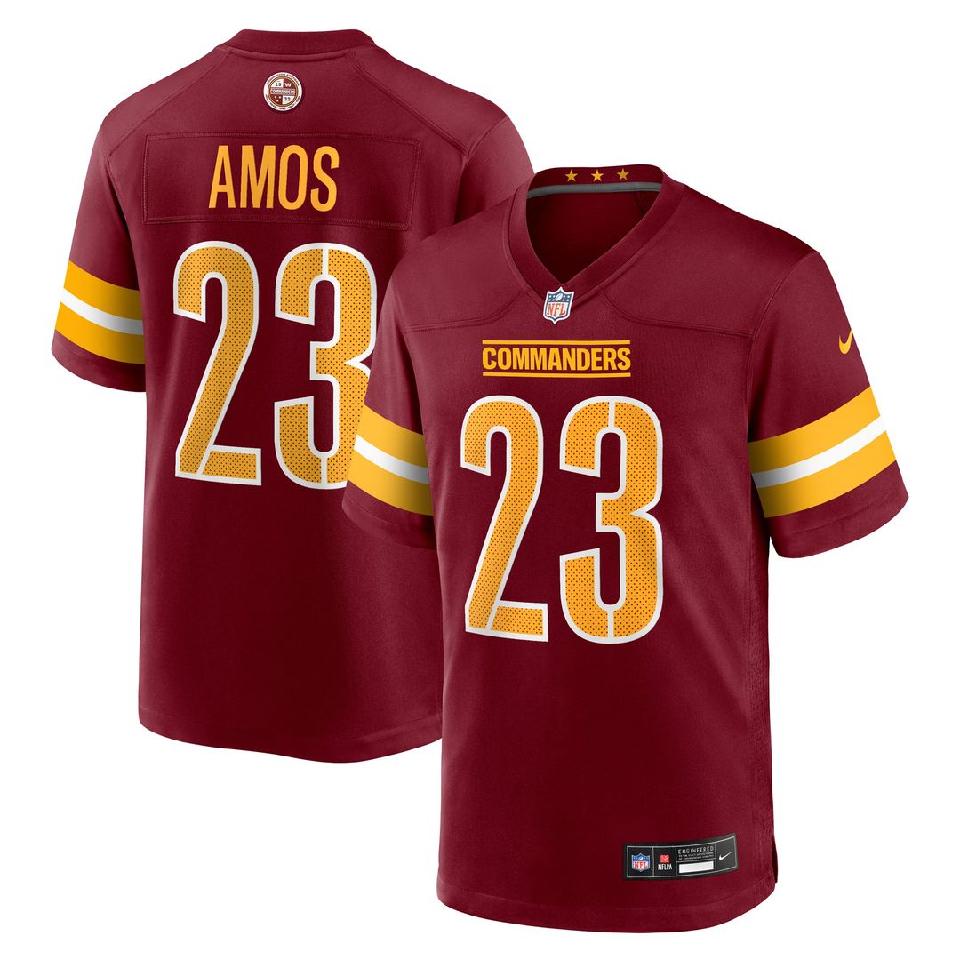 Washington Commanders Trey Amos Nike Burgundy Team Game Jersey product image 1, provided for visual reference and product