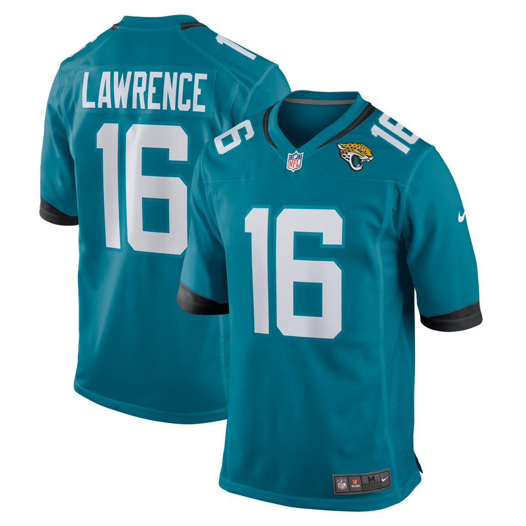 Jacksonville Jaguars Trevor Lawrence Nike Teal Home Game Jersey product image 1, provided for visual reference and product
