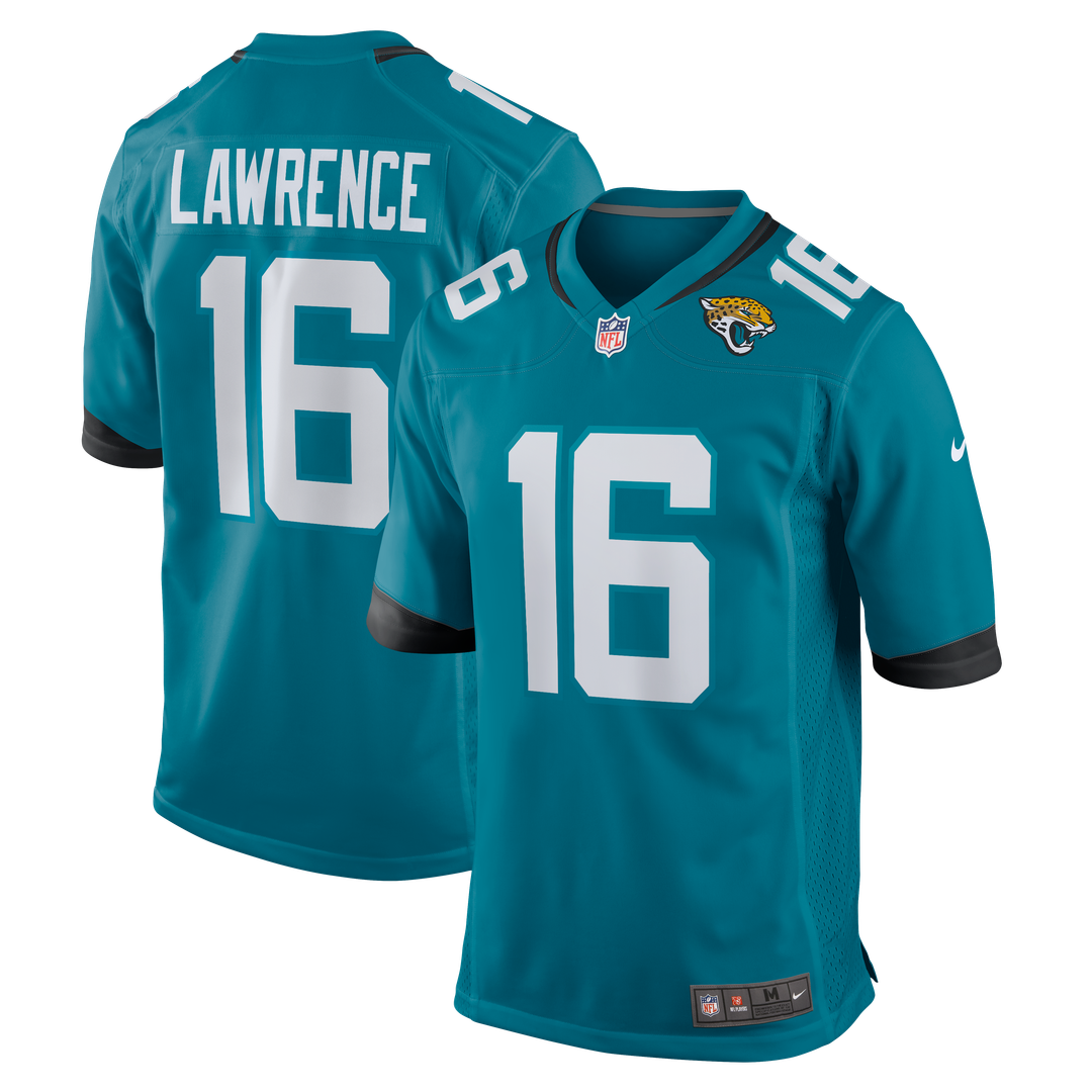 Jacksonville Jaguars Trevor Lawrence Nike Teal Home Game Jersey product image 1, provided for visual reference and product