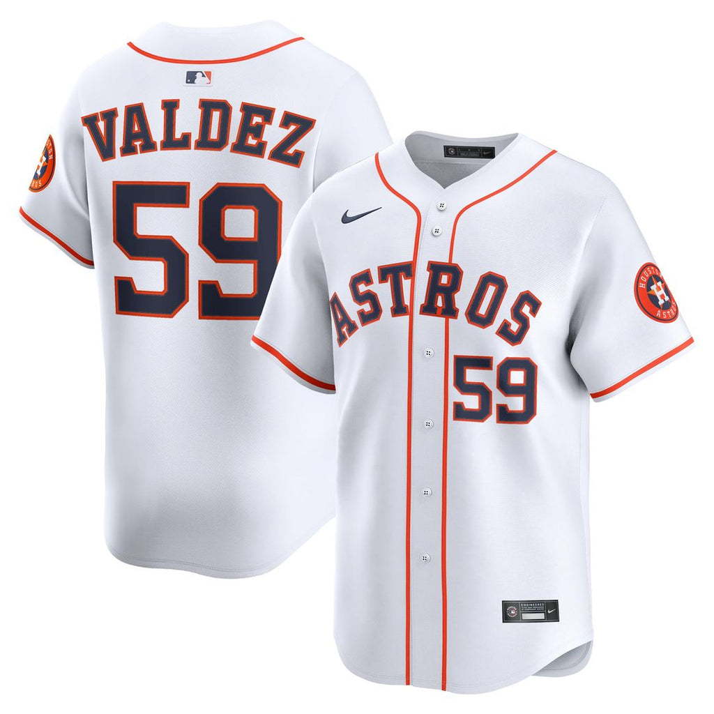 Houston Astros Framber Valdez Nike White Home Limited Player Jersey product image 1, provided for visual reference and
