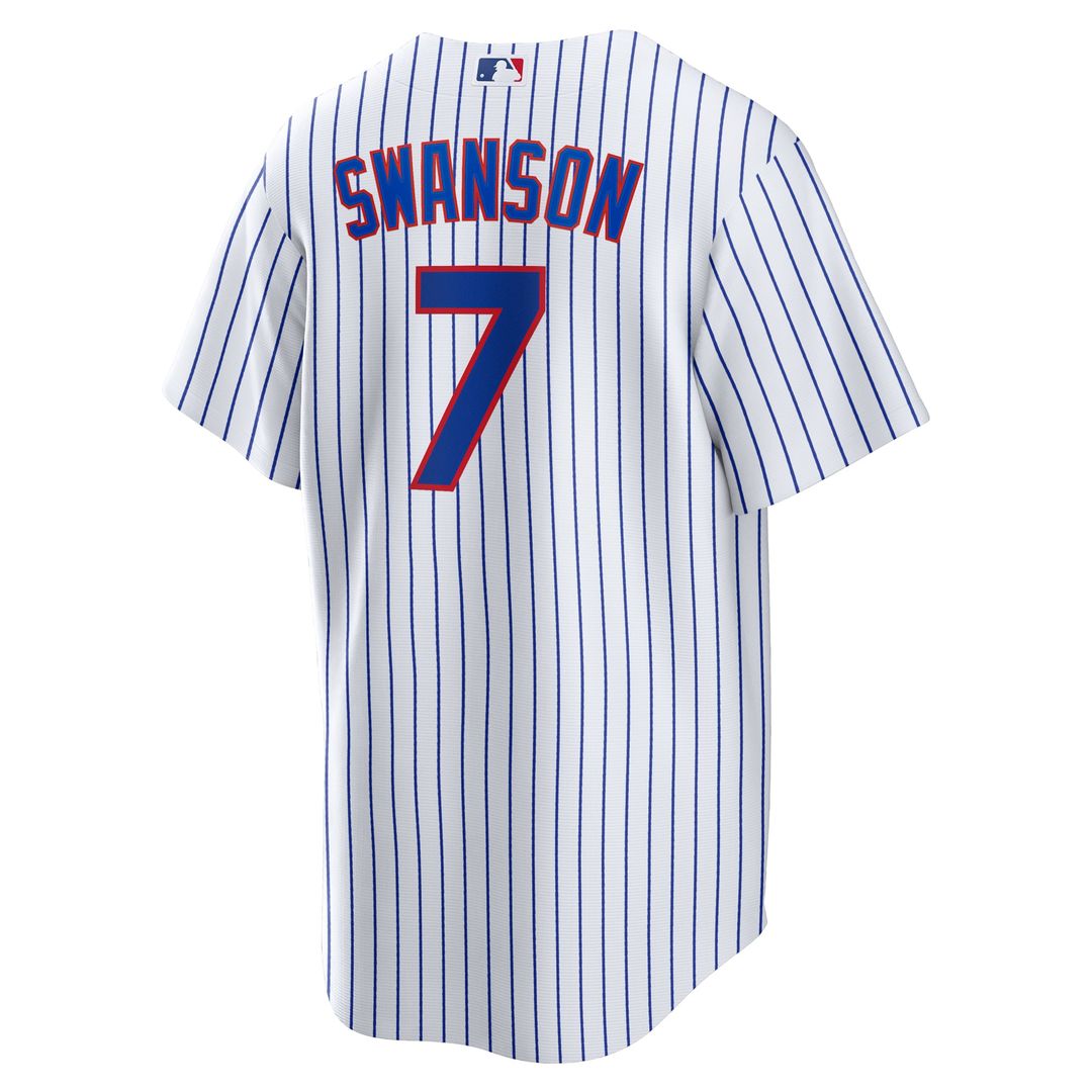 Chicago Cubs Dansby Swanson Nike White Replica Player Jersey product image 3, provided for visual reference and product