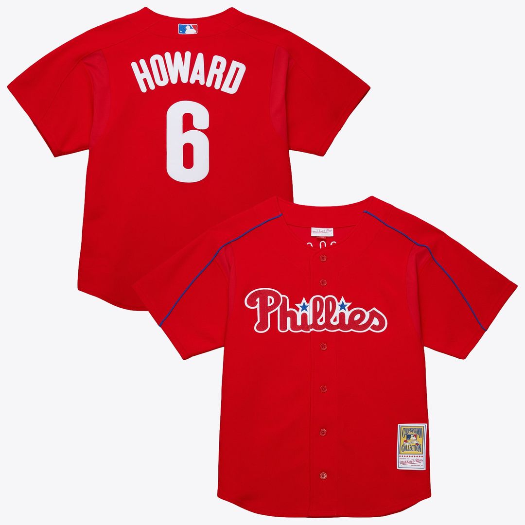 Philadelphia Phillies Ryan Howard Mitchell & Ness Red Big & Tall Cooperstown Mesh Batting Practice Jersey product image 1,