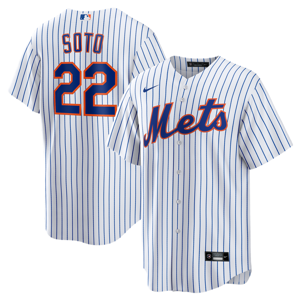 New York Mets Nike White Home Replica Player Jersey product image 1, provided for visual reference and product detail review