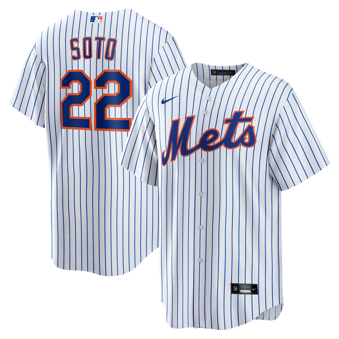 New York Mets Nike White Home Replica Player Jersey product image 1, provided for visual reference and product detail review