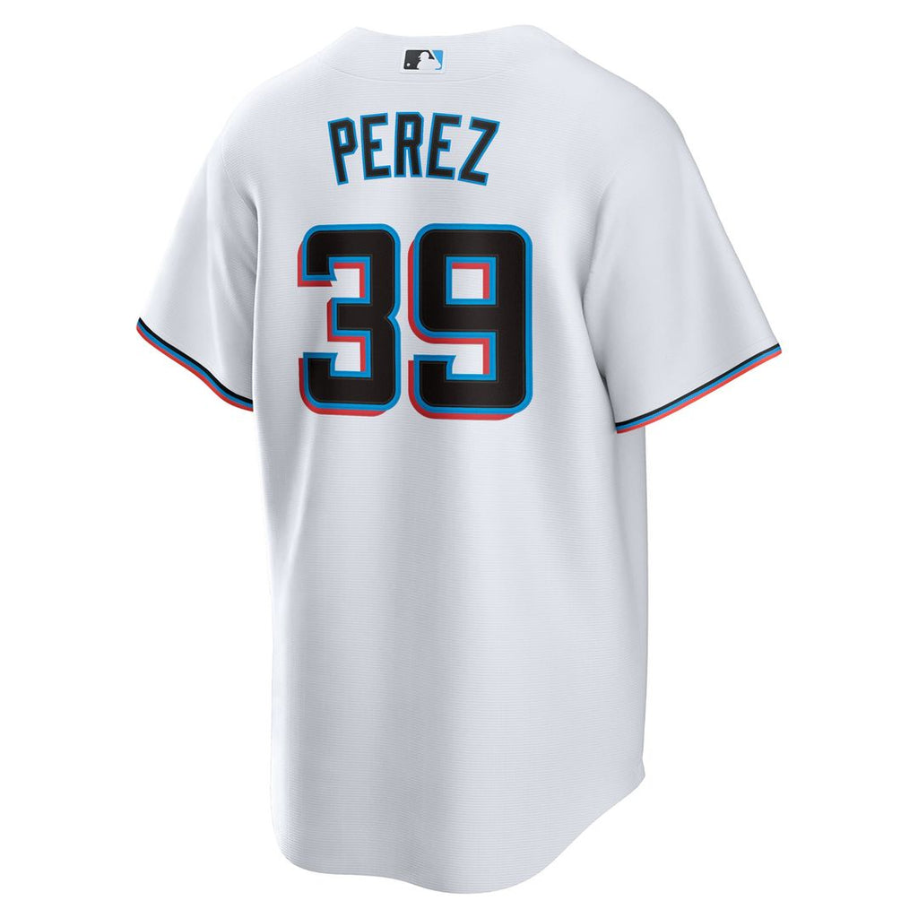 Miami Marlins Eury Perez Nike White Home Replica Jersey product image 3, provided for visual reference and product detail