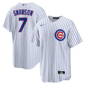 Chicago Cubs Dansby Swanson Nike White Replica Player Jersey product image 1, provided for visual reference and product