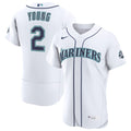 Seattle Mariners Cole Young Nike White Home 50th Season Authentic Jersey product image 1, provided for visual reference and
