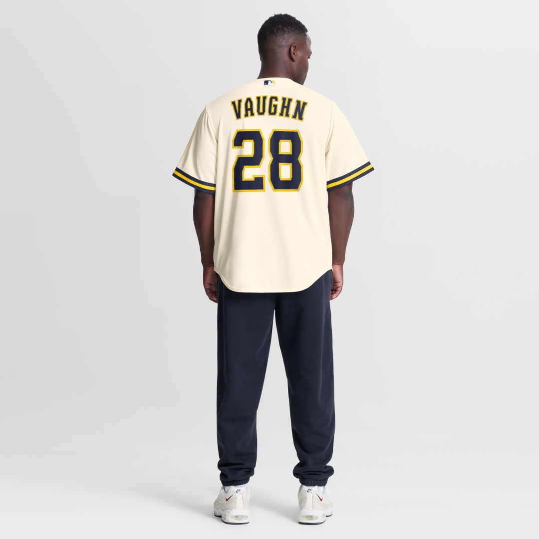 Milwaukee Brewers Andrew Vaughn Nike Cream Home Replica Jersey product image 3, provided for visual reference and product
