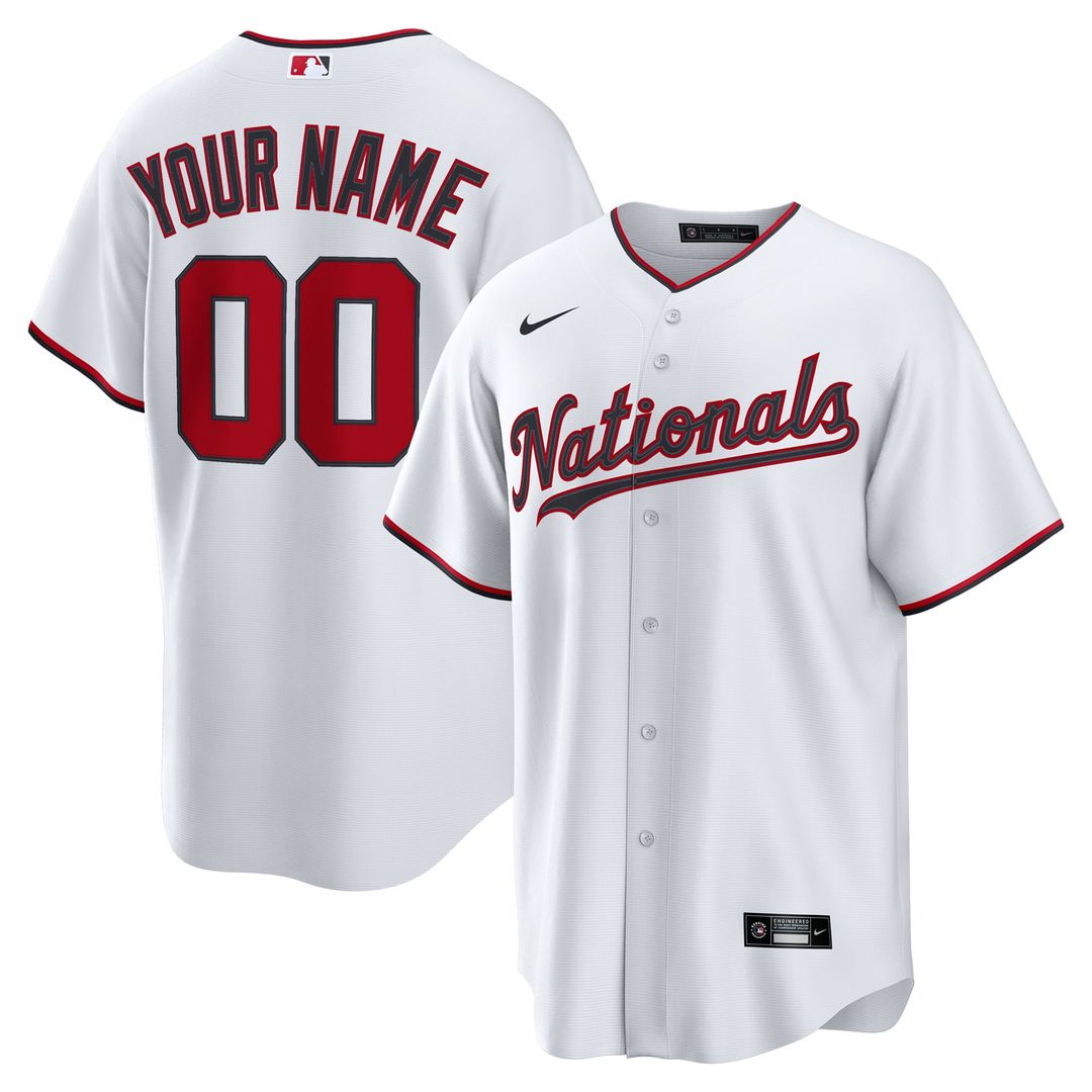 Washington Nationals Nike White Home Custom Replica Jersey product image 1, provided for visual reference and product detail