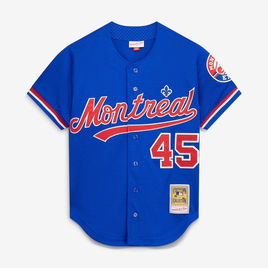 Montreal Expos Pedro Martinez Mitchell & Ness Blue Cooperstown Collection Mesh Batting Practice Button-Up Jersey product