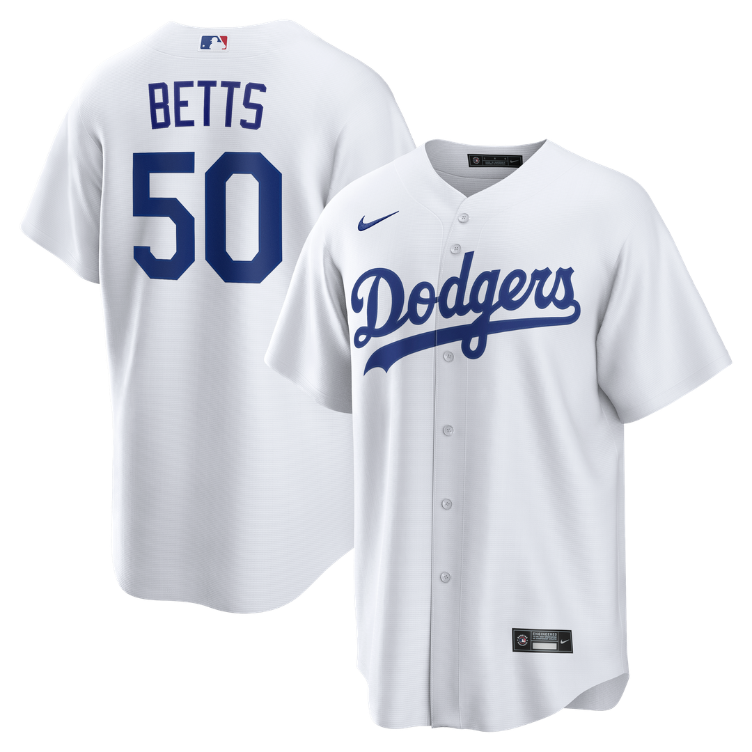 Los Angeles Dodgers Mookie Betts Nike White Home Replica Jersey product image 1, provided for visual reference and product