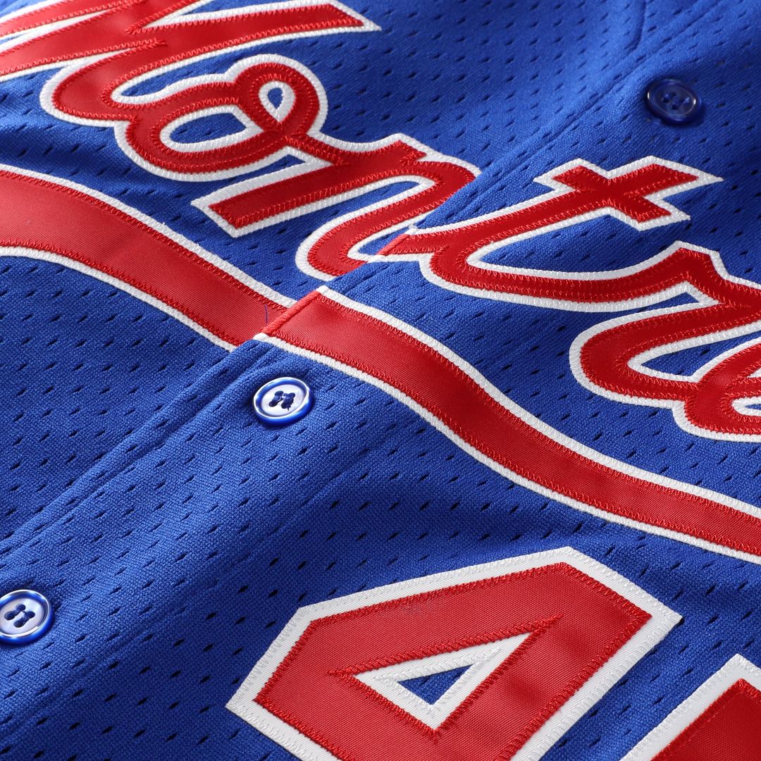 Montreal Expos Pedro Martinez Mitchell & Ness Blue Cooperstown Collection Mesh Batting Practice Button-Up Jersey product