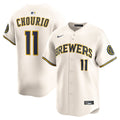 Milwaukee Brewers Jackson Chourio Nike Cream Home Limited Jersey product image 1, provided for visual reference and product
