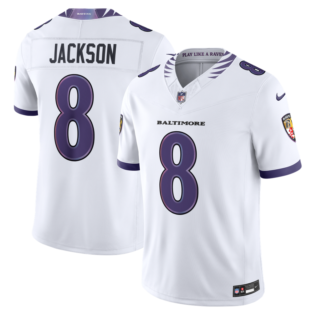 Baltimore Ravens Lamar Jackson Nike White Vapor F.U.S.E. Stitched Limited Jersey product image 14, provided for visual