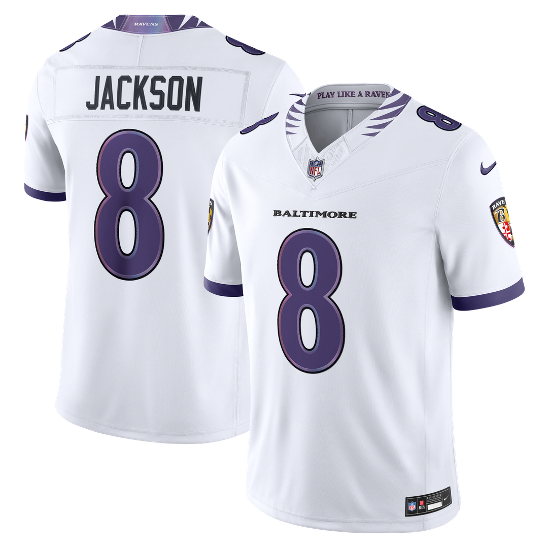 Baltimore Ravens Lamar Jackson Nike White Vapor F.U.S.E. Stitched Limited Jersey product image 14, provided for visual
