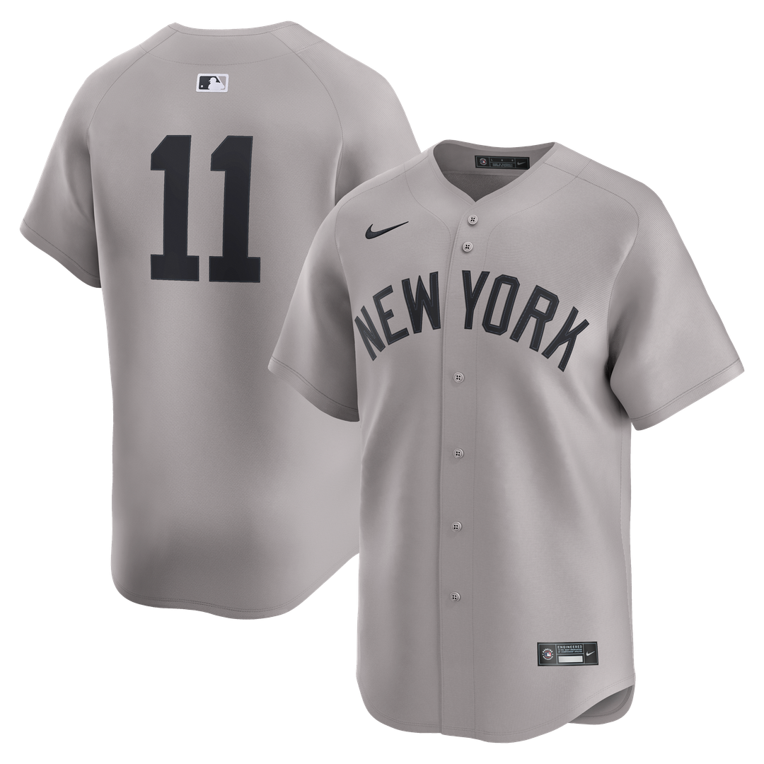 New York Yankees Anthony Volpe Nike Gray Road Limited Player Jersey product image 1, provided for visual reference and