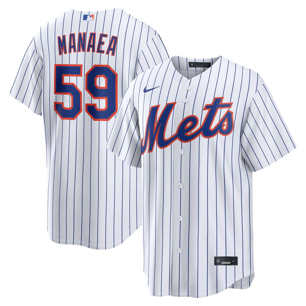 New York Mets Sean Manaea Nike White Home Replica Jersey product image 1, provided for visual reference and product detail
