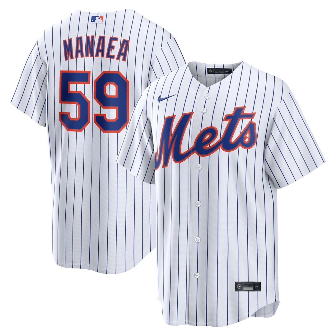 New York Mets Sean Manaea Nike White Home Replica Jersey product image 1, provided for visual reference and product detail