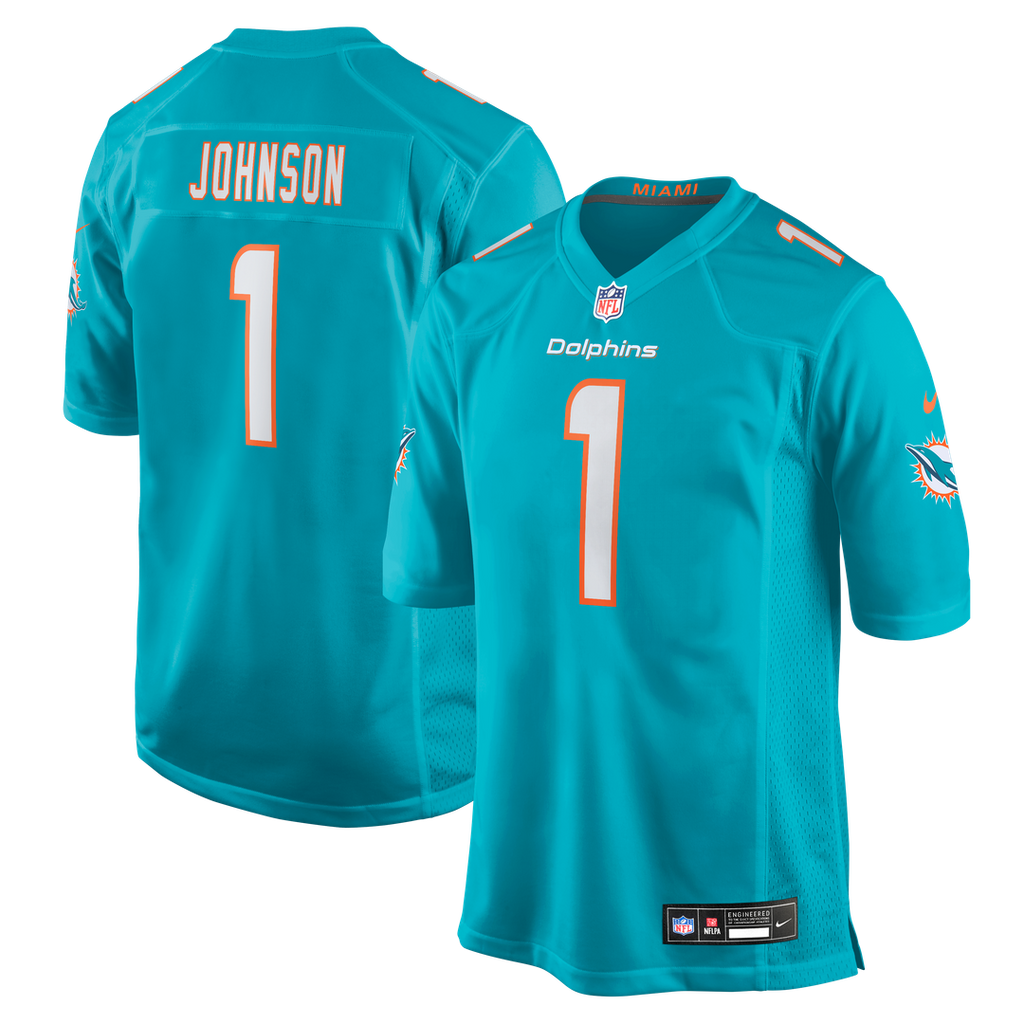 Miami Dolphins Chris Johnson Nike Aqua Team Game Jersey product image 1, provided for visual reference and product detail