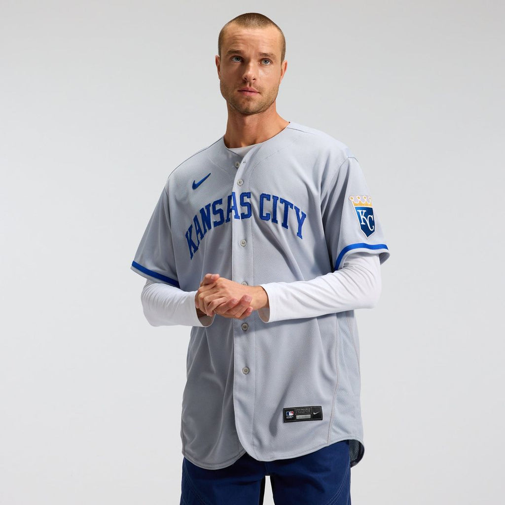 Kansas City Royals Nike Gray 2022 Road Authentic Jersey product image 1, provided for visual reference and product detail