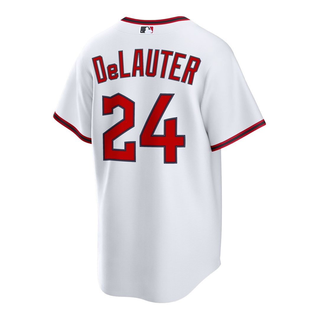 Cleveland Guardians Chase DeLauter Nike White Home Replica Jersey product image 3, provided for visual reference and product