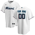 Miami Marlins Nike White Home Replica Custom Jersey product image 1, provided for visual reference and product detail review