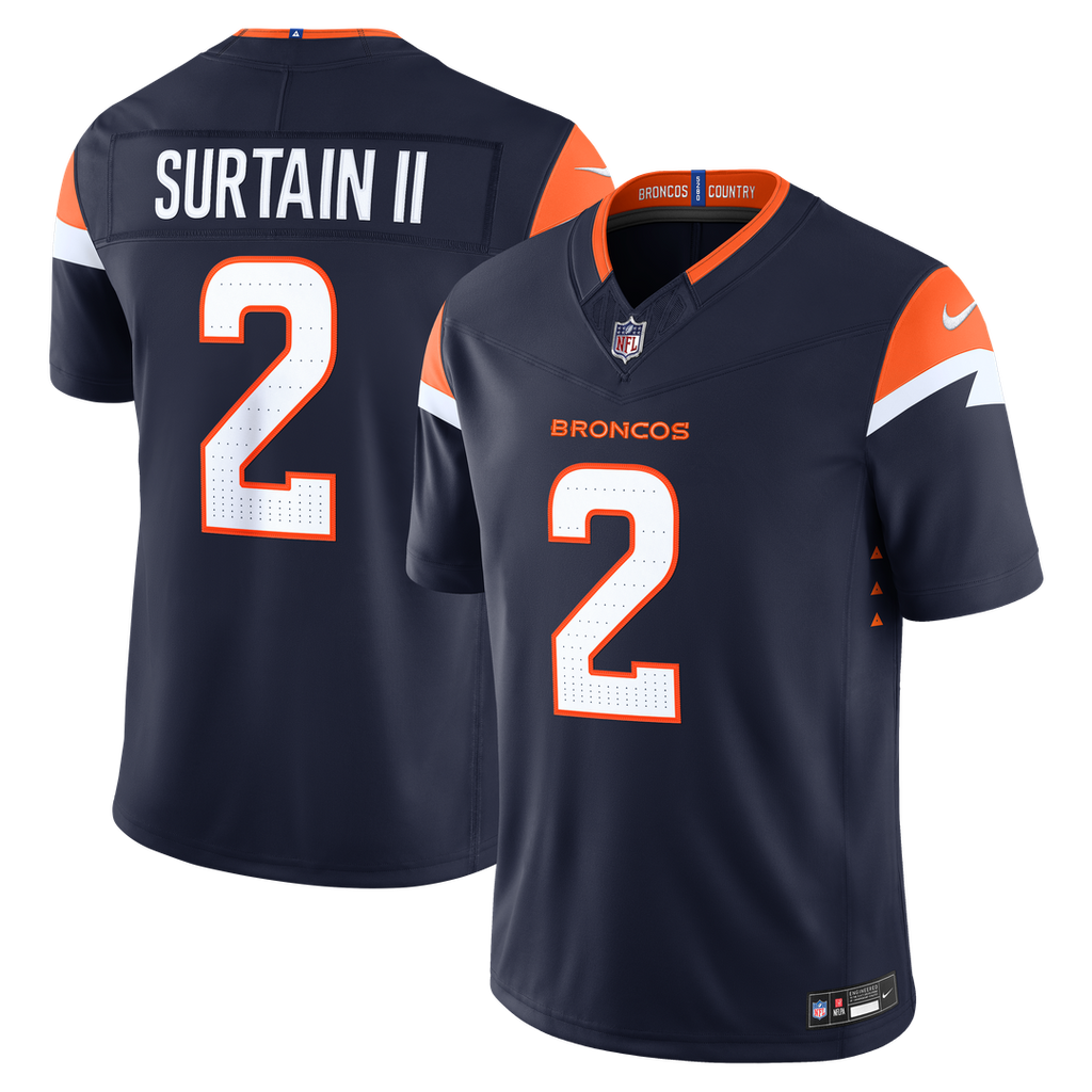 Denver Broncos Pat Surtain II Nike Navy Alternate Vapor F.U.S.E. Stitched Limited Jersey product image 4, provided for