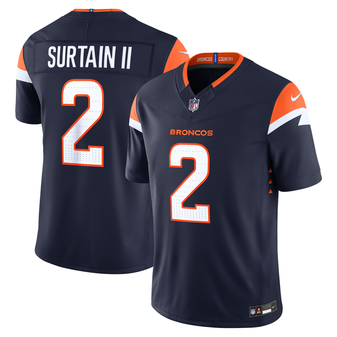 Denver Broncos Pat Surtain II Nike Navy Alternate Vapor F.U.S.E. Stitched Limited Jersey product image 4, provided for