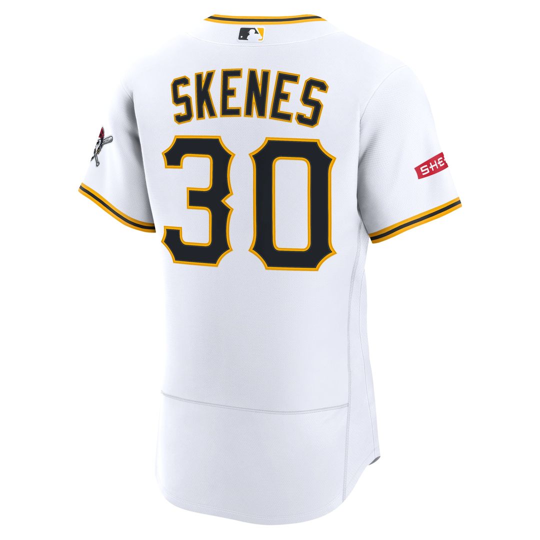 Pittsburgh Pirates Paul Skenes Nike White Home Authentic Sponsor Patch Jersey product image 3, provided for visual reference