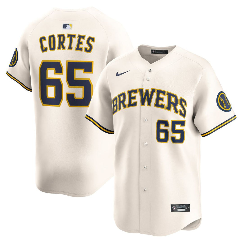 Milwaukee Brewers Nestor Cortes Nike Cream Home Limited Player Jersey product image 1, provided for visual reference and