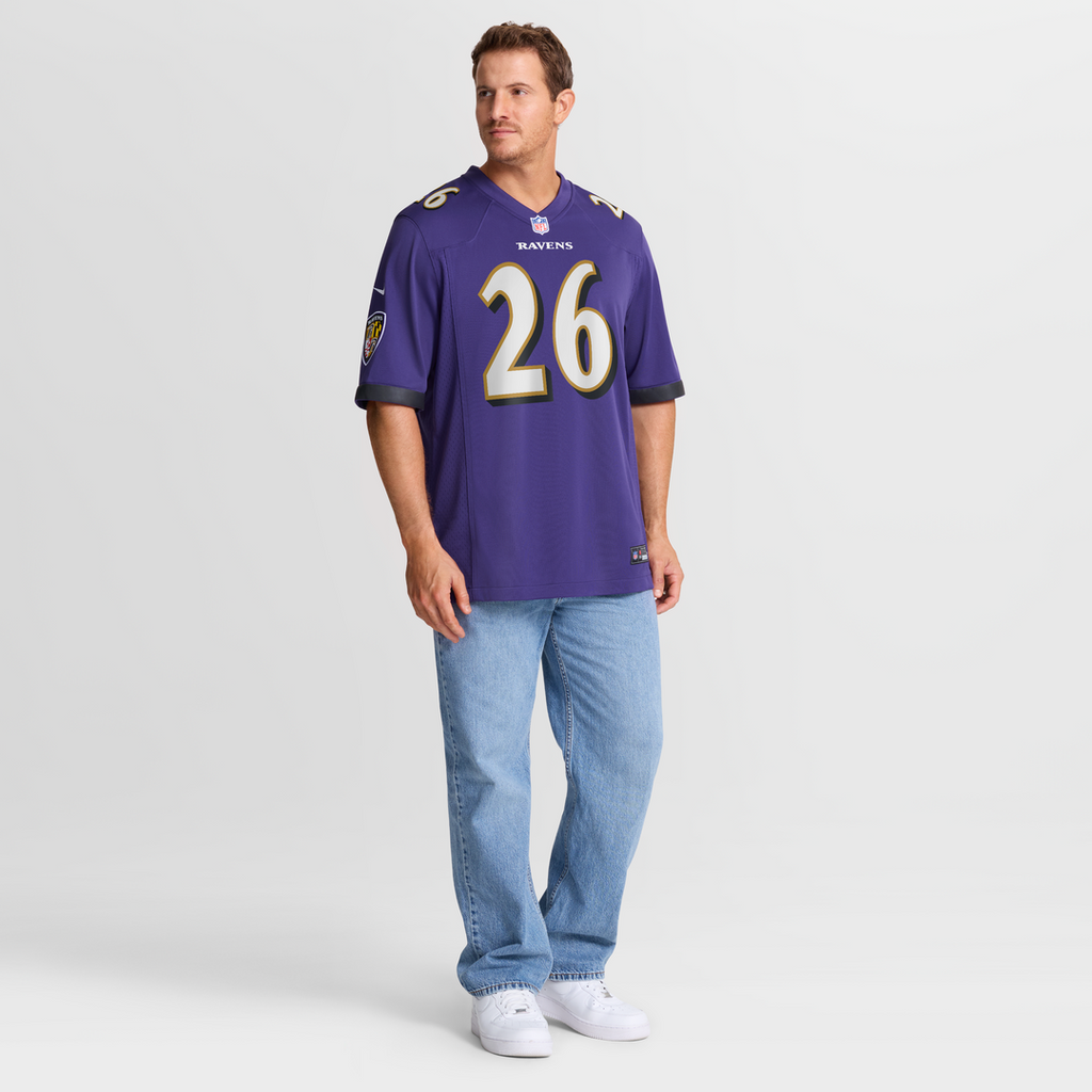 Baltimore Ravens Rasheen Ali Nike Purple Team Game Jersey product image 4, provided for visual reference and product detail