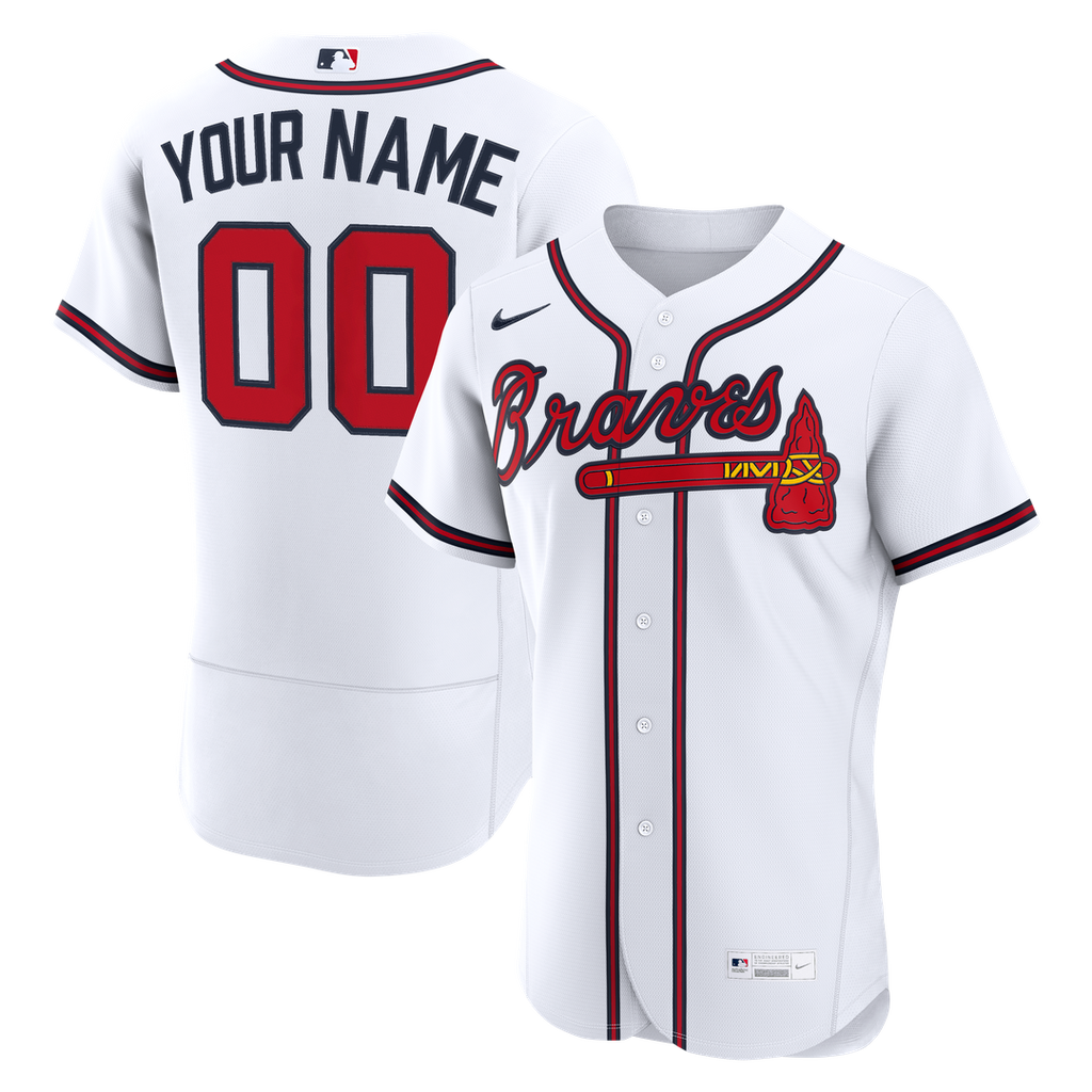 Atlanta Braves Nike White Home Authentic Custom Jersey product image 1, provided for visual reference and product detail