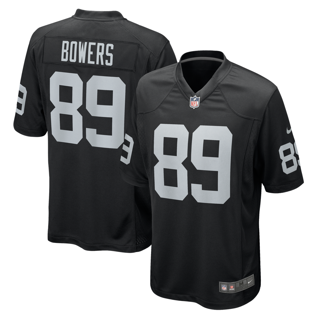 Las Vegas Raiders Brock Bowers Nike Black Player Game Jersey product image 1, provided for visual reference and product