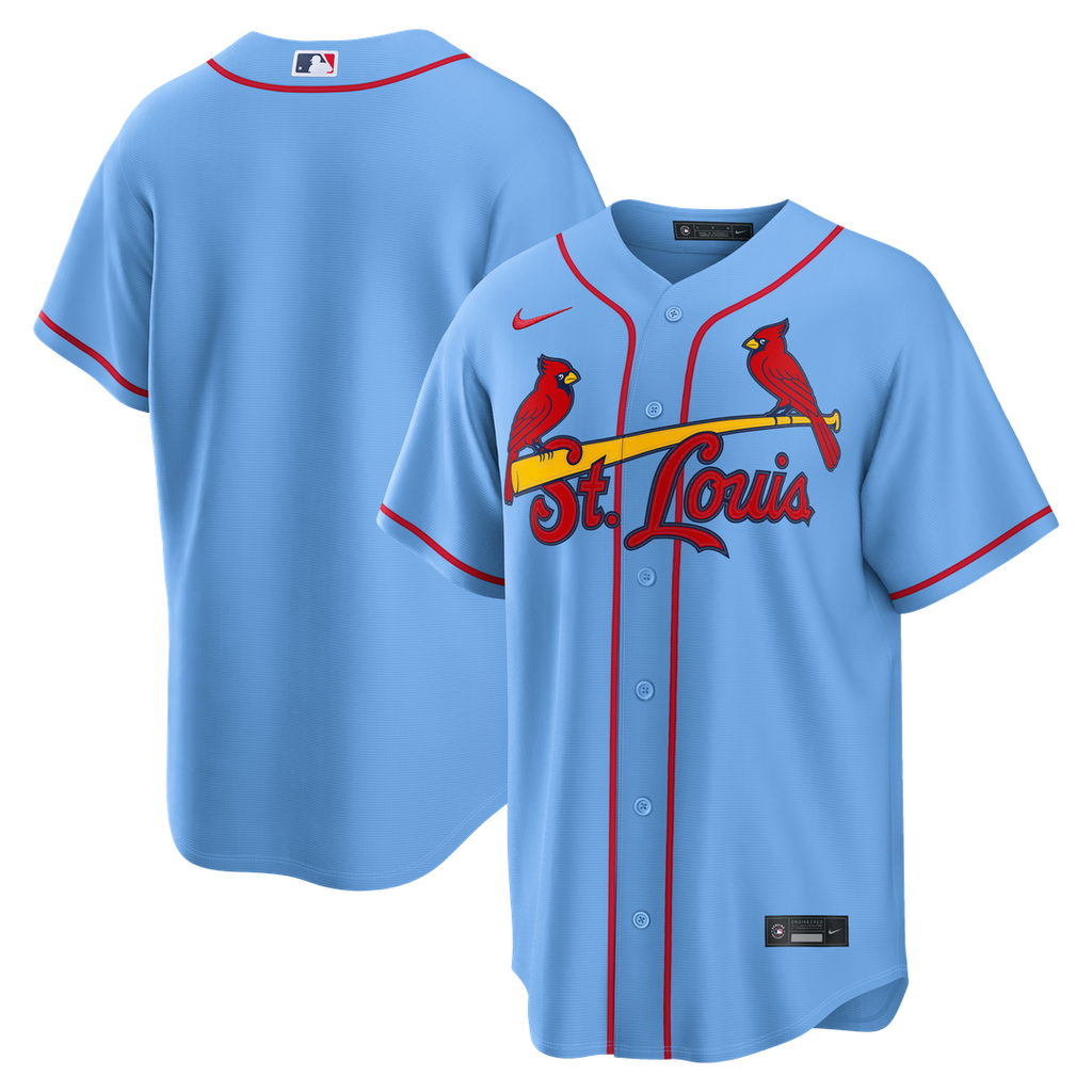 St. Louis Cardinals Nike Light Blue Alternate Replica Jersey product image 1, provided for visual reference and product