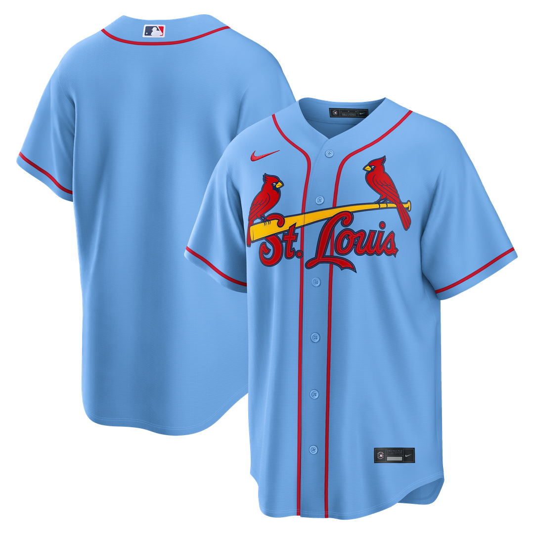 St. Louis Cardinals Nike Light Blue Alternate Replica Jersey product image 1, provided for visual reference and product