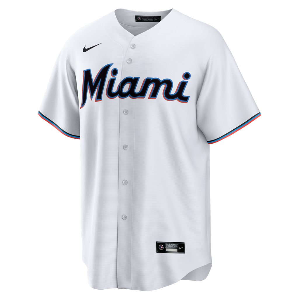 Miami Marlins Nike White Home Big & Tall Replica Jersey product image 2, provided for visual reference and product detail