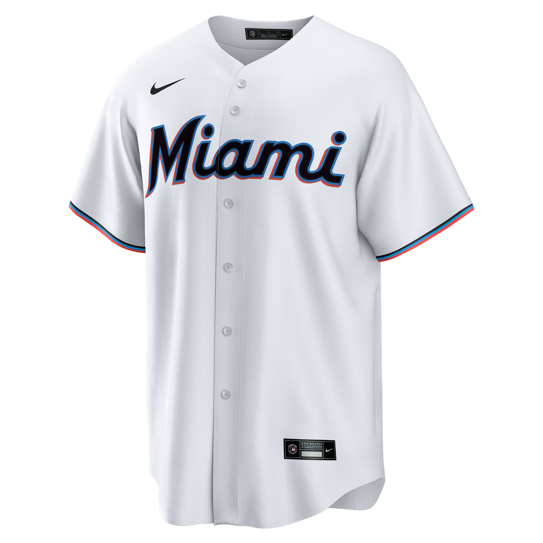 Miami Marlins Nike White Home Big & Tall Replica Jersey product image 2, provided for visual reference and product detail