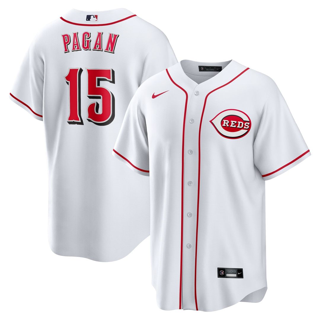 Cincinnati Reds Emilio Pagán Nike White Home Replica Jersey product image 1, provided for visual reference and product