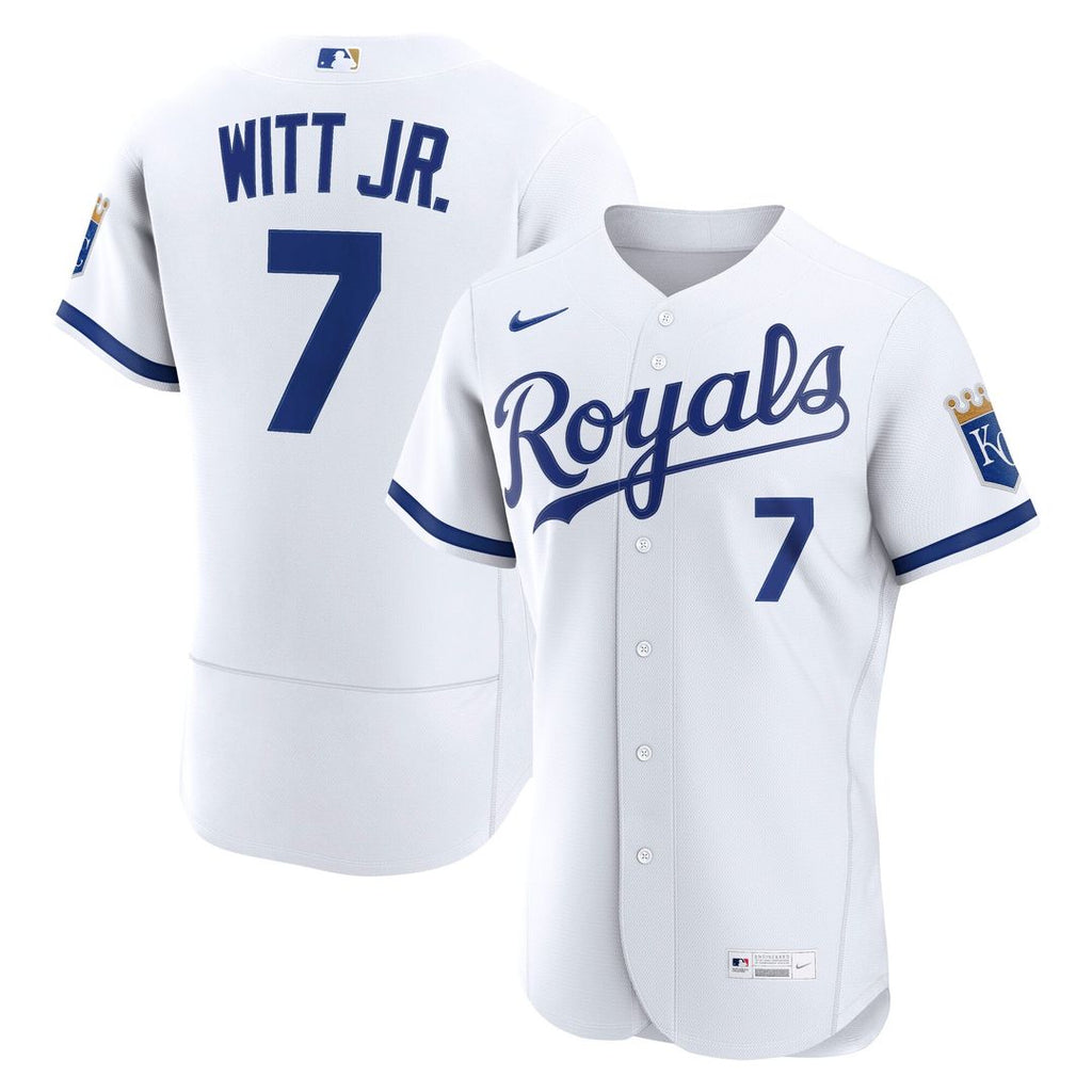 Kansas City Royals Bobby Witt Jr. Nike White Authentic Jersey product image 1, provided for visual reference and product