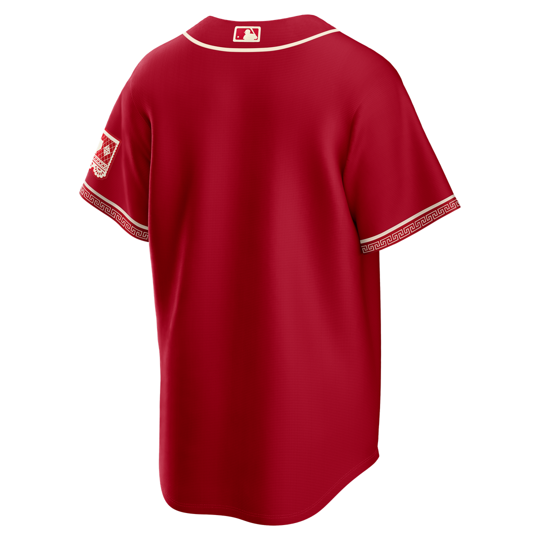 Texas Rangers Nike Red 2026 City Connect Stadium Jersey product image 3, provided for visual reference and product detail