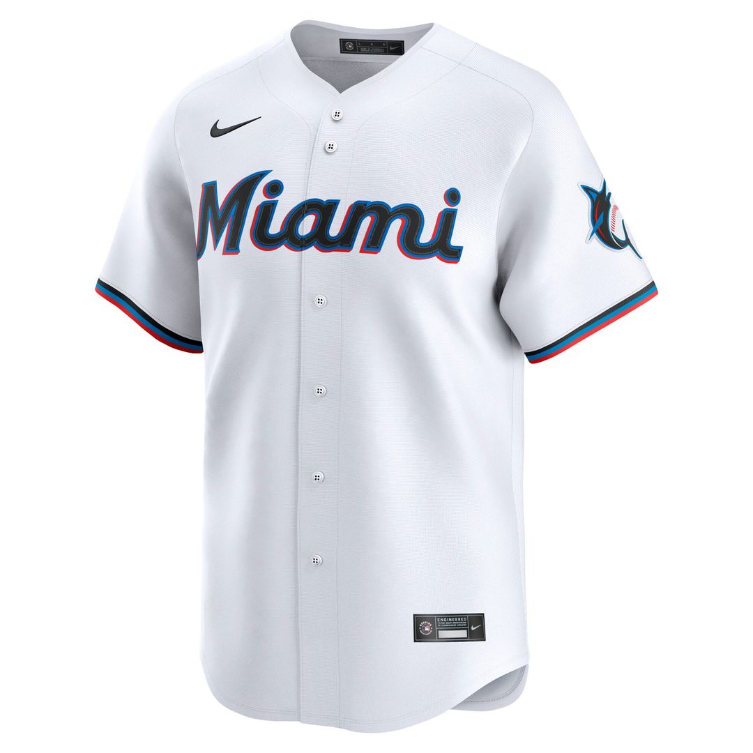 Miami Marlins Nike White Home Replica Team Jersey product image 5, provided for visual reference and product detail review